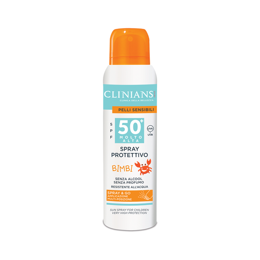 Clinians Solare Spray Protezione Bimbi Spf 50 + Pelli Sensibili 150 ML + 1 Shampoo Omaggio