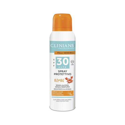 Clinians Solare Spray Protettivo Bimbi Spf 30 Pelli Sensibili 150 ML + 1 Shampoo Omaggio